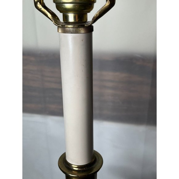 Vintage pair Brass Finish Stiffel Candlestick Table Lamps w shades 30" high - Picture 7 of 12